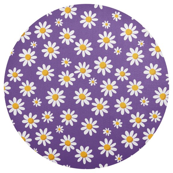 Daisies Purple Background Round Placemats Set of 6 Woven Non-Slip Washable Heat Resistant Table Mats 15.4 Inch for Kitchen Dining Decor