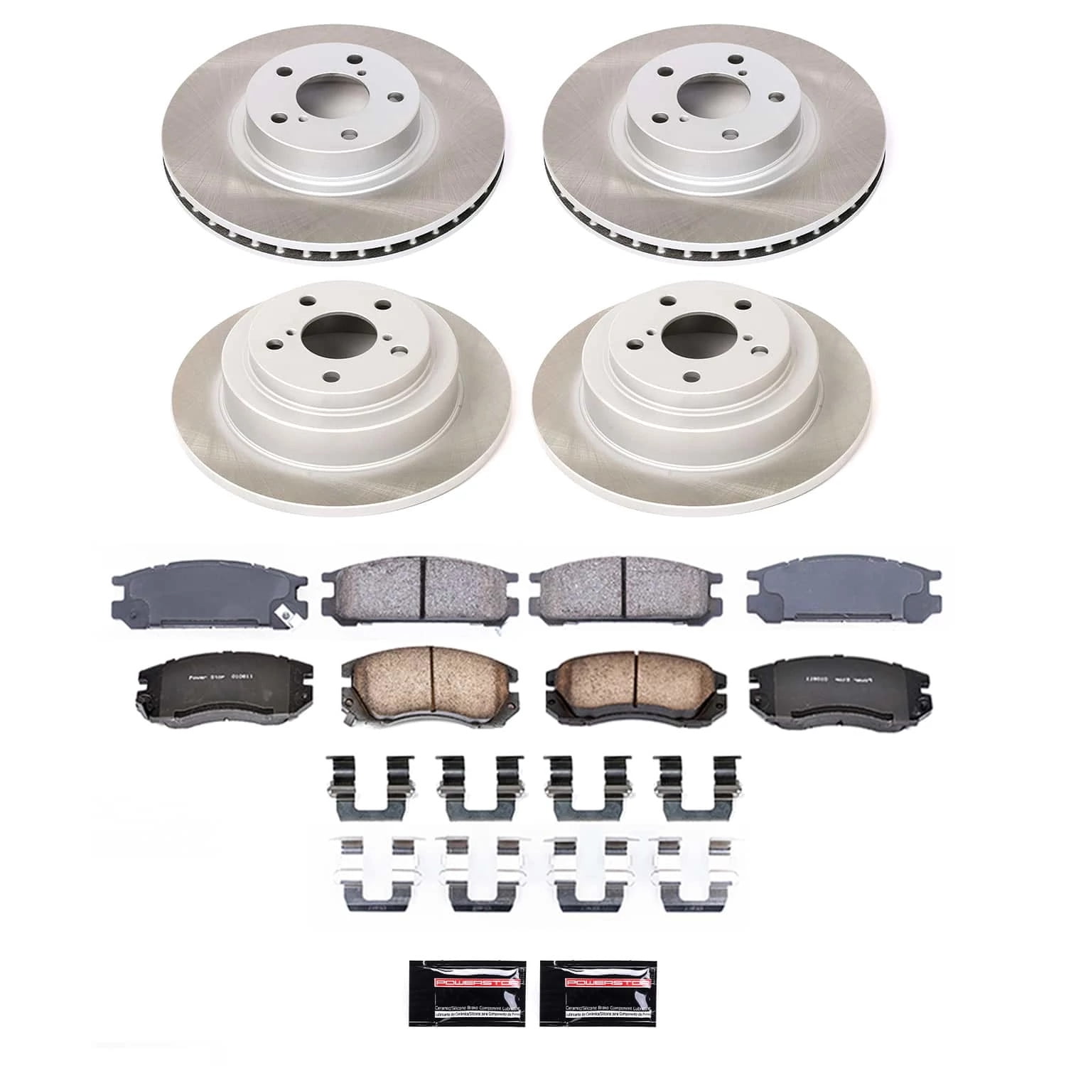 PowerStop Front and Rear Semi-Coated Rotor and Low-Dust Ceramic Brake Pad Kit SC1119