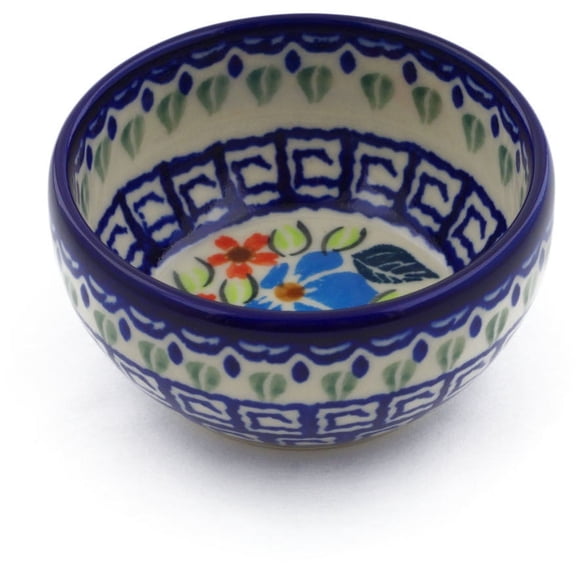 Polish Pottery 3¼-inch Bowl (Pansy Morning Theme) Hand Painted in Boleslawiec, Poland   Certificate of Authenticity
