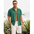 thumbnail image 4 of COOFANDY Men's Short Sleeve Shirt Summer Beach Tops Linen Cuban Guayabera Shirts, 4 of 6