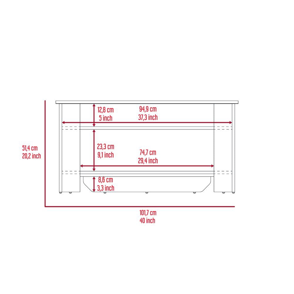 Storage Table, Four Legs, Lower Shelf, Dark Brown