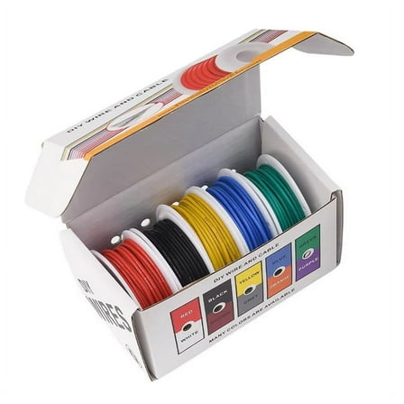 22AWG Electric Wire Flexible Silicone Wires 22 Gauge Stranded Tinned Copper 5 Colors 16.4ft/5m Each