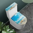 thumbnail image 2 of FORUDESIGNS Beach Starfish Seashell Pattern Toilet Lid Cover with Toilet Tank Lid Cover 2 Pcs Dustproof Fabric Cozy Covers for A Lid Toilet Tank, Universal Toilet Lid Cozy with Elastic Edge, 2 of 8