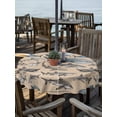 thumbnail image 2 of Outdoor Tablecloths with Umbrella Hole & Zipper, Ocean Sharks Round Tablecloths 60 Inch, Vintage Coastal Underwater Animals Brown Waterproof Table Cloth, Patio/Pool/Picnic Table Covers, 2 of 8