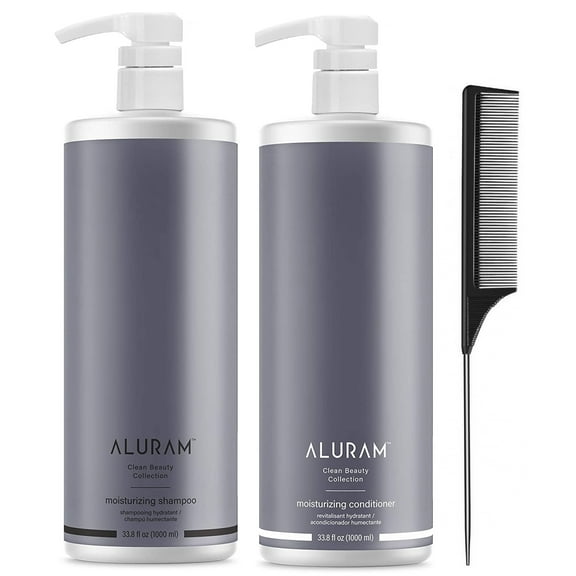 ALURAM Moisturizing Coconut Water Based Moisturizing and Hydrating Hair Shampoo & Conditioner Set, 33.8 Fl Oz (with Free Tail Combs)