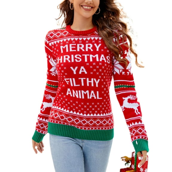 Sweaters for Women Trendy Christmas Tree Printed Pullover Sweaters Loose Crewneck Sweater Shermie