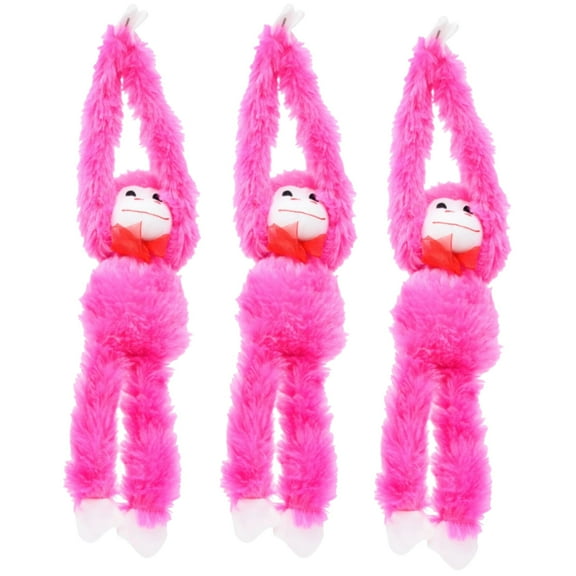 Happy Valentine's Day Plush Hanging Monkey 13.5in, Animal Soft Plush Spring Birthday Party Favor & Gift Basket Home Living Room Car Decor Set of 3 (Pink) CUSTOM Storage Carrier