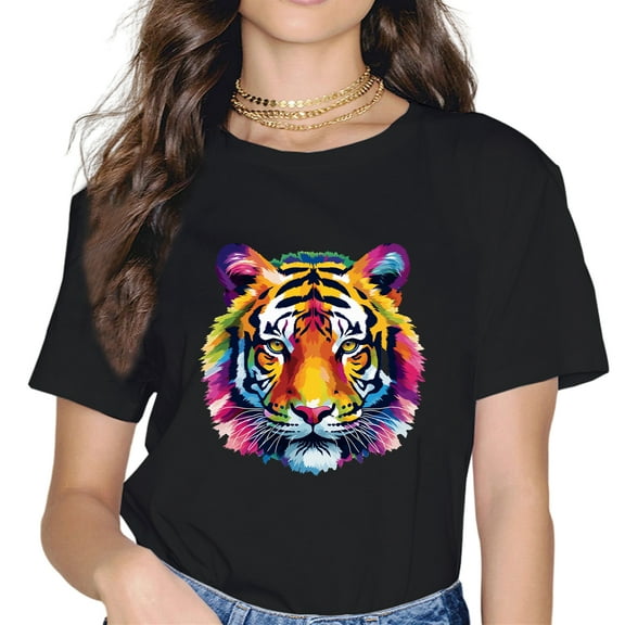 Rainbow Tiger Graphic Animal Lover T-Shirt