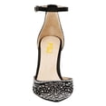 thumbnail image 3 of FSJ Women Rhinestone Studded Mesh D'orsay Pumps Chunky High Heel Ankle Strap Sandals Elegant Prom Party Bridal Shoes Size 4 Black, 3 of 4