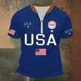 thumbnail image 2 of Laipiong 250th Anniversary USA Shirts for Men Stand Collar and Half Zip Athletic Short Sleeve V Neck Tee Tops Soft Going Out Workout Gym Tops, 2 of 3