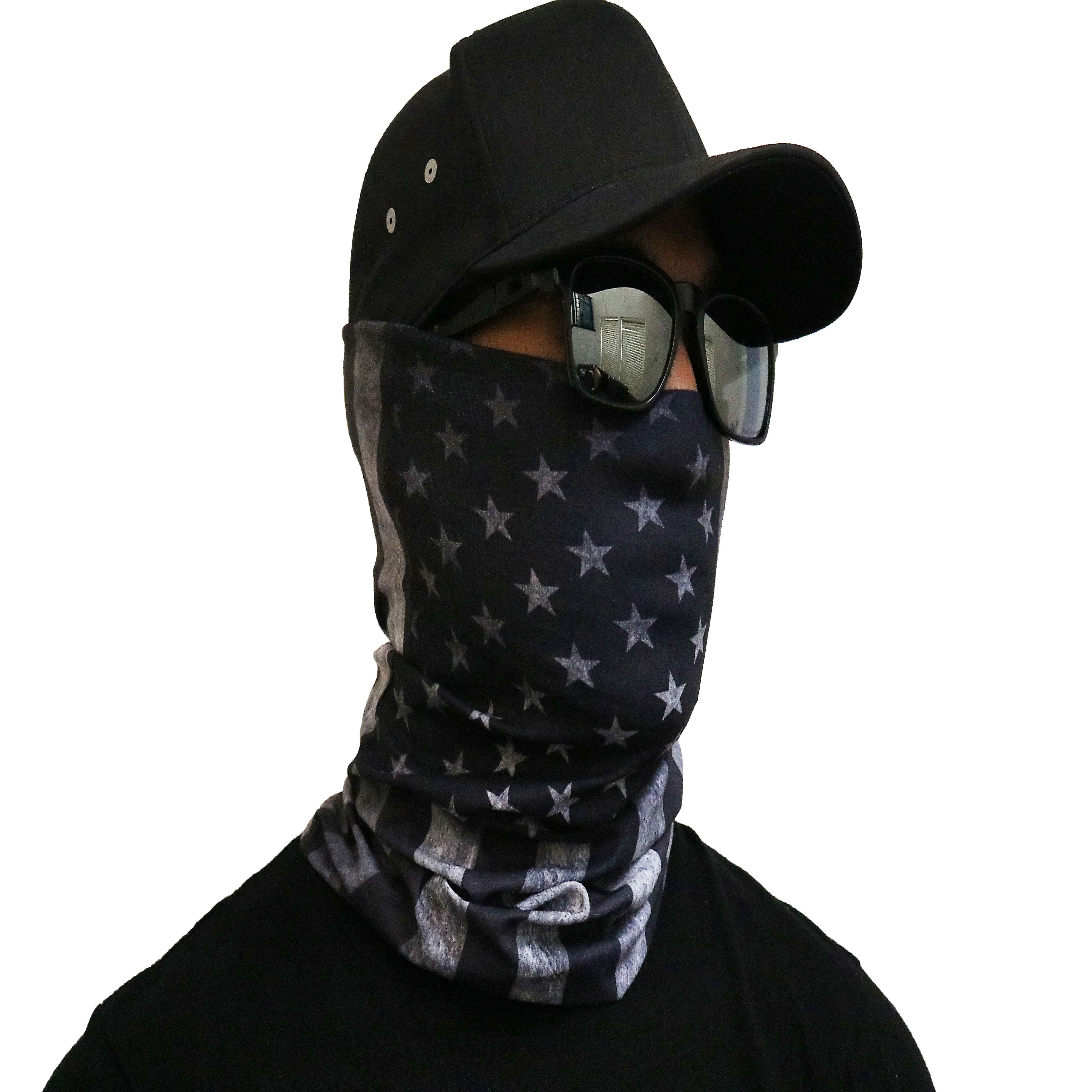 Black USA Flag Face Mask Covering Bandana Seamless Multifunctional