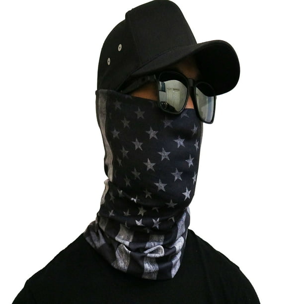 Black USA Flag Face Mask Covering Bandana Seamless Multifunctional ...
