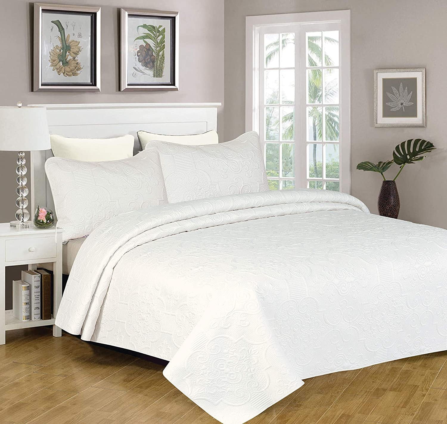 Sapphire Home 3Piece Full/Queen Oversize Bedspread Coverlet Bedding