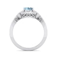 thumbnail image 3 of SuperJeweler 1 1/2 Carat Oval Shape Aquamarine and Halo Diamond Ring In Sterling Silver For Women, 3 of 6
