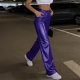 thumbnail image 6 of Wlynlyn Womens Leather Pants High Waist Straight Leg Casual Solid Color Business Work Trousers with Pockets, 6 of 10