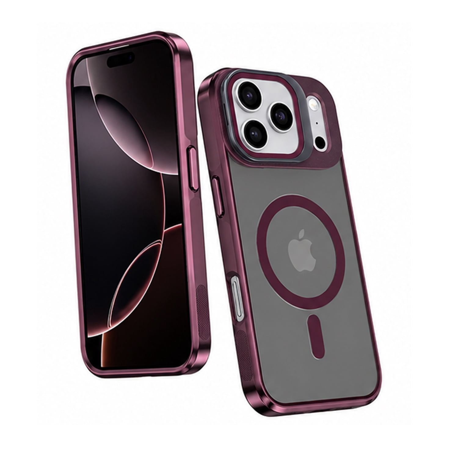 Transparent Camera Guard Stand Case for iPhone 17 Pro Max - Red