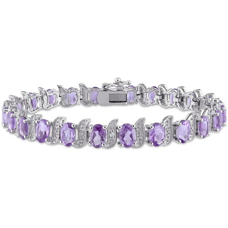 Tangelo 9-5/8 Carat T.G.W. Amethyst and Diamond-Accent Sterling Silver Tennis Bracelet, 7