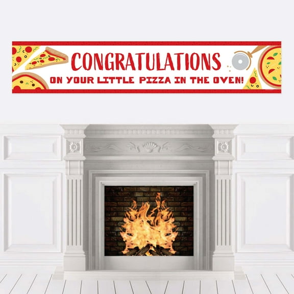 Big Dot of Happiness Pizza Party Time - Baby Shower Decorations Party Banner