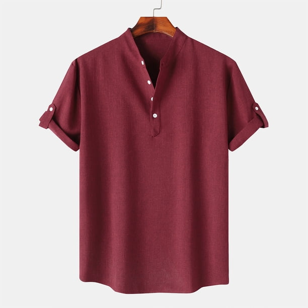 pstuiky Camisa de manga corta para hombre, Camisa hawaiana informal de manga corta con cuello alto y botones para hombre camisas casuales para hombre xxl