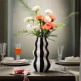 thumbnail image 6 of XINGAG Wavy Striped Ceramic Flower Vase,Retro Black White Stripe Decoration Vase,23cm Unique Curved Shape Table Centerpiece Vase for Living Room Dining Table Home Shelf Decor, 6 of 6