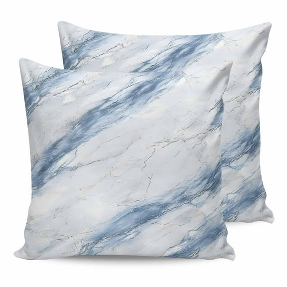 Outdoor Pillow Covers Pack of 2, Abstract Blue Gray Marble Texture Waterproof Throw Pillowcase Cushion Cases, Modern Stone Art Decorative Pillow Cover for Couch Sofa Home Bed Patio