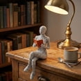 thumbnail image 4 of Decor for Living Room, Seated Book Lover Figurine, 2.75X1.97X1.77 In, Embossed Resin Craft, Accent Table Display, 1 Pc, 4 of 6