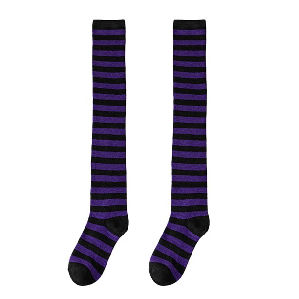 Calcetines altos a rayas para mujer, coloridos, por encima de la rodilla, retro, elásticos, para niñas, cosplay, disfraz de Lolita