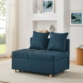thumbnail image 2 of Leumius Sleeper Sofa Chair Bed 3 in 1 Convertible Bed Chair with Adjustable Backrest Linen Sleeper Chair Pull-Out Sofa Bed for Small Spaces,Living Room,Blue, 2 of 7