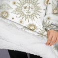 thumbnail image 3 of Oversized Wearable Blanket Hoodie,White Sun Moon Cloud Star Pattern Sherpa Blanket Hoodie with Super Pockets,Super Warm Fuzzy Pullover for Women & Men, 3 of 6