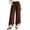 Brown, variant on Womens Winter Casual Velvet Lace Palazzo Pants Elastic Waist Straight Wide Leg Travel Lounge Pants with Pockets