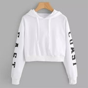 sebulube Womens Autumn Long Sleeve Hoodie Sweatshirt Letters Hooded Pullover Tops Blouse