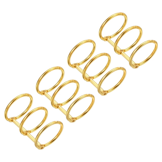 Unique Bargains 1' Dia. 3 Circle Detachable Metal Binder Rings Loose Leaf Rings, Gold Tone 4 Pack