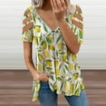 thumbnail image 2 of Limoncello, Lemon Vine Womens Summer V Neck Zipper Top Short Sleeve T Shirt Off Shoulder Top Casual Classy Loose Shirts, 2 of 7