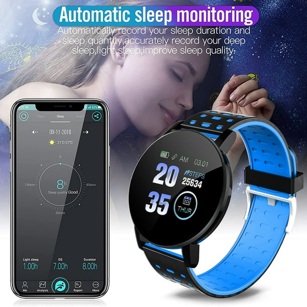119 Plus Smart Watch for Android 4.4 above iOS 8.0 above Sports Blue Walmart