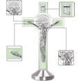 thumbnail image 4 of 2Pcs 3 Inch Alloy Enamel Saint Benedict Standing Crucifix Luminous Glow in The Dark Crucifix Wall Cross with Sticker on bottom to stick on Table Top,Car or Home Alter, 4 of 6