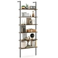 thumbnail image 1 of Costway 6-tier Ladder Shelf 72 Inches Industrial Wall Mounted Bookshelf Brown, 1 of 9