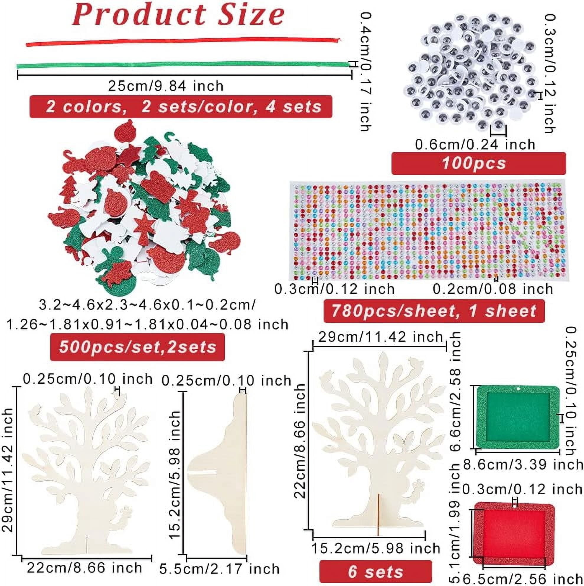 6 Set Foam Stickers 3D Craft Tree Kit Christmas Unfinished Wood Tree Christmas Tree with 500Pcs Santa Claus Gingerbread Elk Sticker for Art Project Family Activity Christmas Decoration Colorful