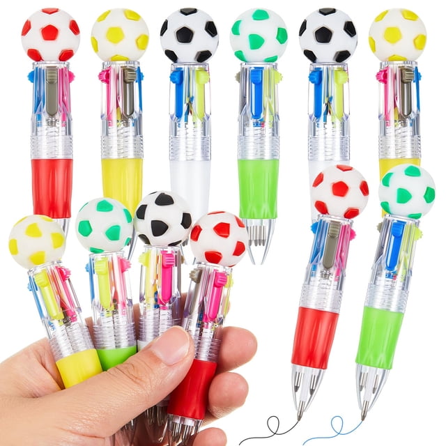 Pack de 12 bolígrafos deportivos 4 en 1 Kosiz con temática de fútbol, punta 0.5 mm
