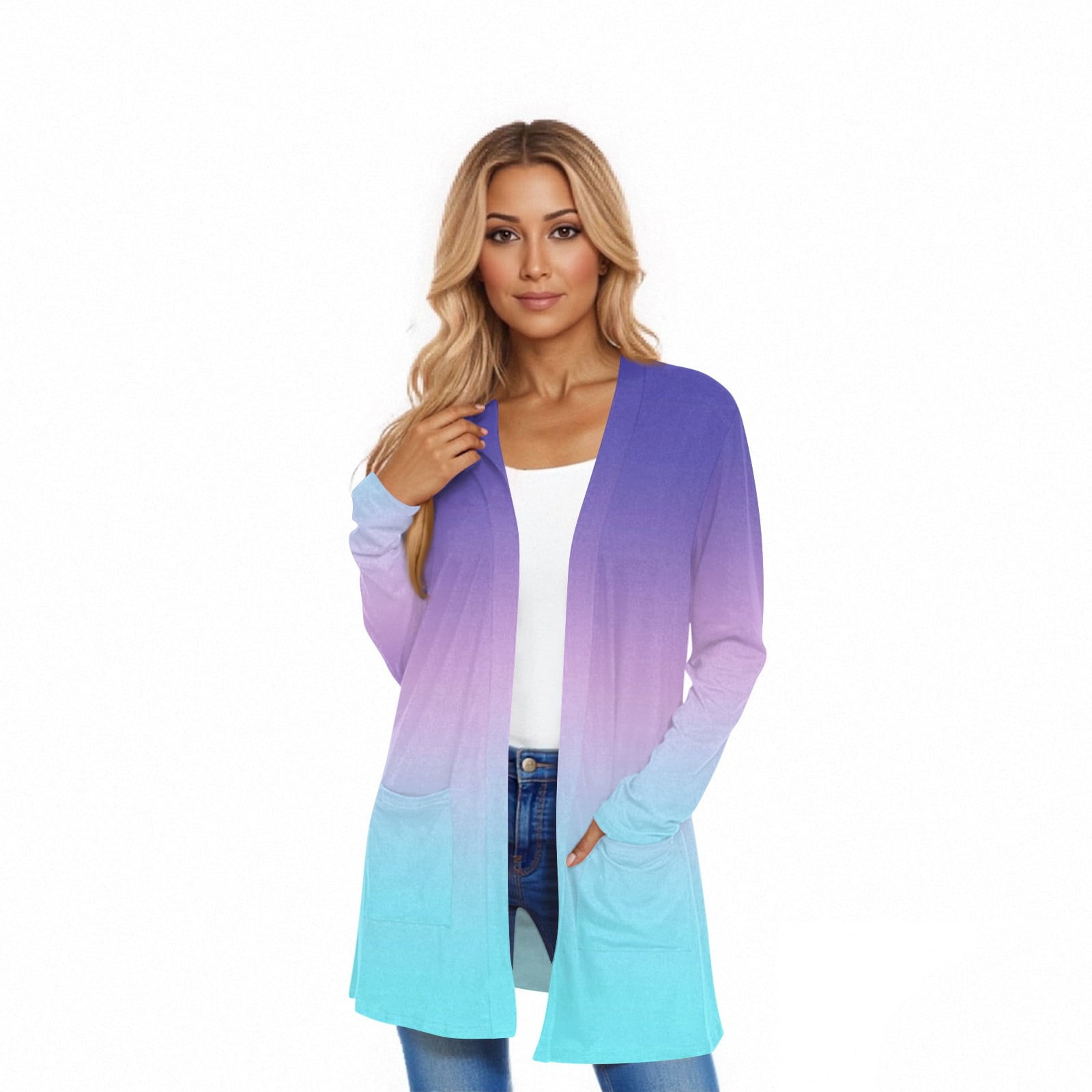 DENGDENG Womens Long Cardigan Sweaters Casual Long Sleeve