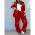 thumbnail image 5 of Women'S Fall Spring 2 Piece Blazer Outfits Business Casual Oversized Jacket Wide Leg Work Pants Red L, 5 of 9
