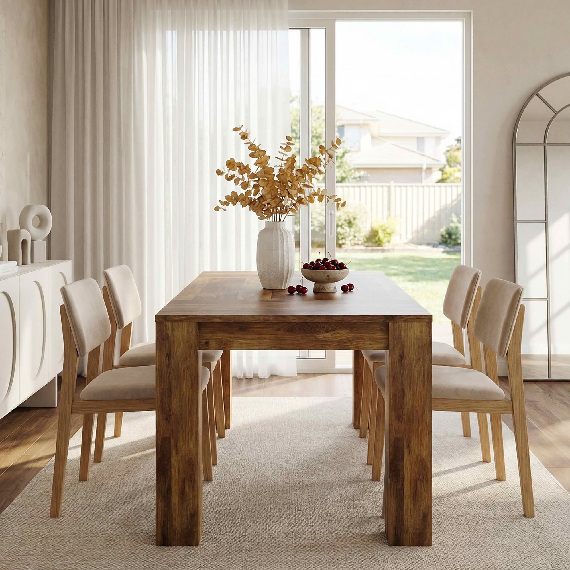 MAYEERTY 63" Rustic Farmhouse Dining Table, 4-6 Seater Wooden Rectangular Table for Home & Cafe, Easy Assembly