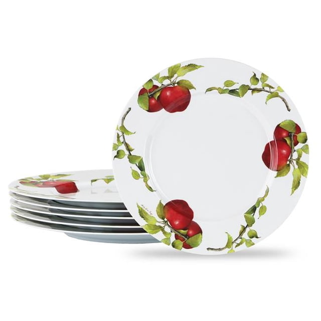 Reston Lloyd 71999 6pc Melamine Dinner Plate Set Harvest Apples