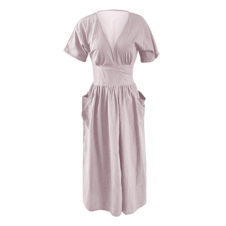 chinese dress ladies Linen Wrap Dress with Pockets main image 0