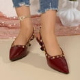 thumbnail image 2 of Pointed-Toe High Heels For Women with Ankle Strap and Metal Rivets, Plus Size Spring and Summer Dress Shoes in Black, 2 of 9