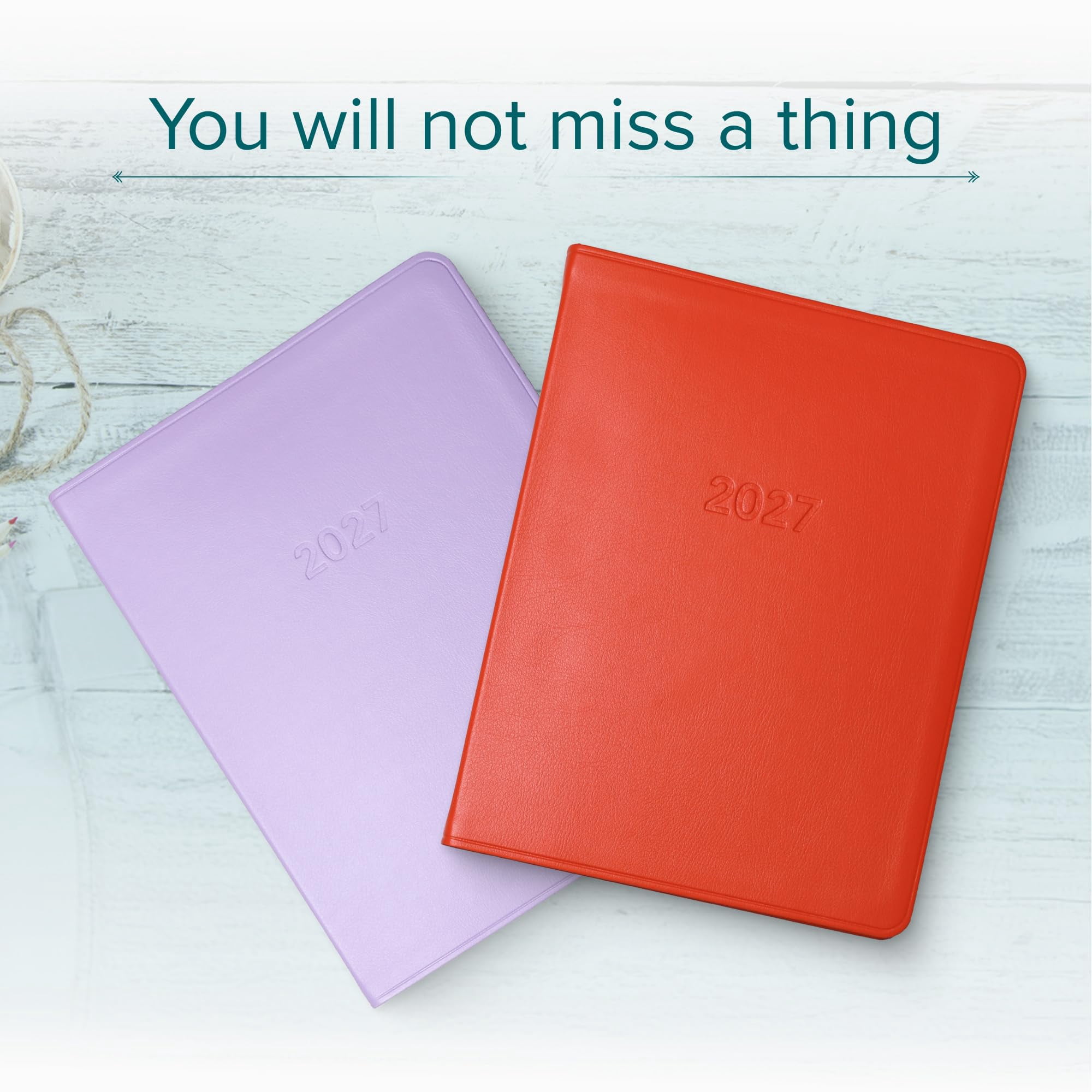 Harbor Large Weekly Monthly Planner 2027, Calendar Planner & Notebook - Durable Faux Leather, 192 Pages, Softcover & Book Bound - Cambridge Jade - 9.75x7.5"