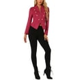 thumbnail image 2 of INSPIRE CHIC Women's Casual Vintage Button Decor Crop Steampunk Jacket M Red, 2 of 5