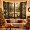 thumbnail image 3 of Sunlit Garden Through a Window with Stone Fountain, Romantic Vintage for Garden Lovers, Classical Landscape Art, Housewarming Gift, Tapestry Wall Hanging for Living Room and Bedroom, 3 of 7