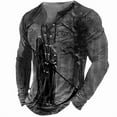 thumbnail image 5 of Mens Distressed Henley Shirts Long Sleeve Slim Fit Basic T-Shirt Casual Lace Up Beach Renaissance Top Tee Beige L, 5 of 6