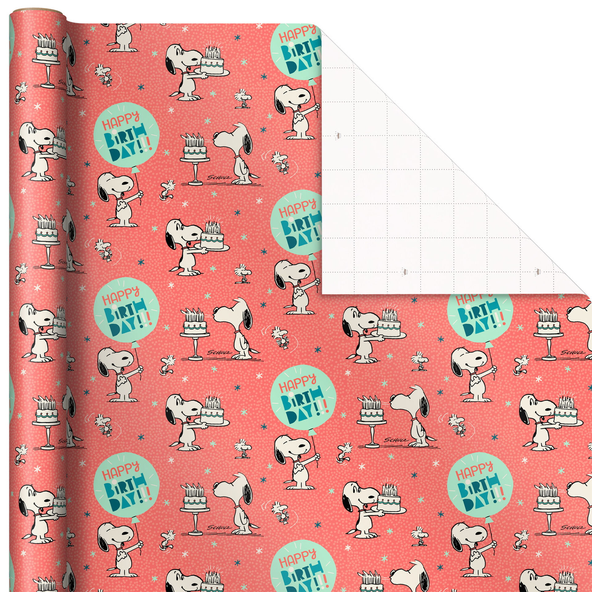 Rouwen Bij elkaar passen site Hallmark Peanuts Snoopy Happy Birthday Wrapping Paper, 25 sq. ft. -  Walmart.com