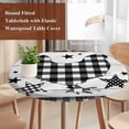 thumbnail image 4 of Chicken Hen Round Tablecloth, Fitted Table Cover with Elastic for 36"-44" Round Tables, Rooster Animals Farmhouse Plaid Country White Wooden Table Cloth Outdoor Dinning Party Waterproof Tablecloths, 4 of 7